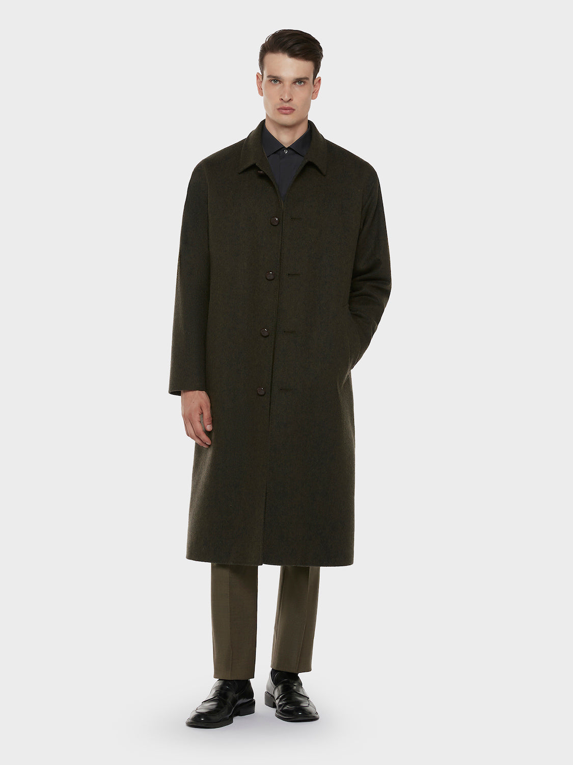 Caruso Menswear Abbigliamento Uomo Outerwear Cappotto loden in lana verde look 1