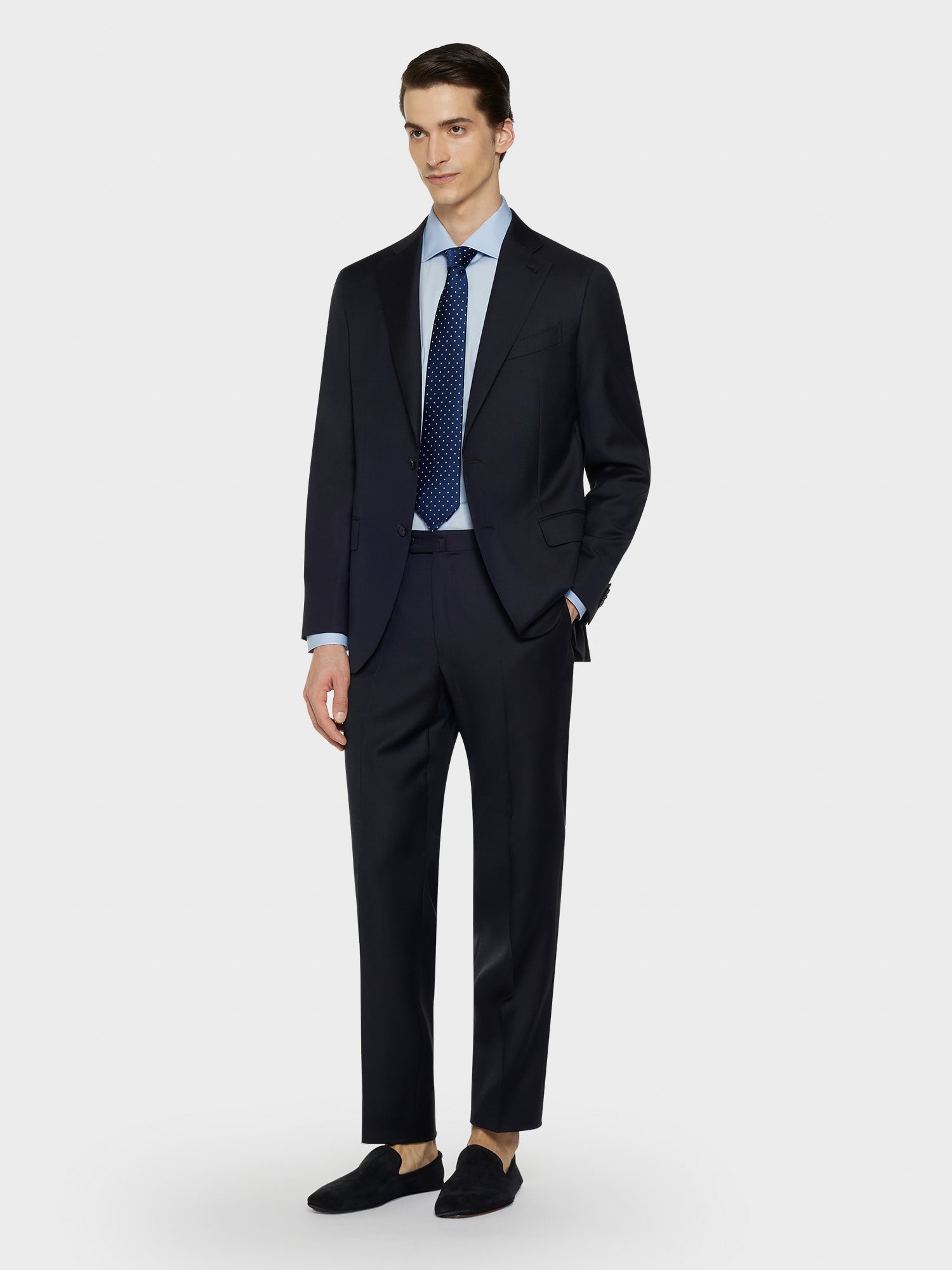 Caruso - Bohème Single-Breasted Suit in Glen Plaid 130’s Wool Navy