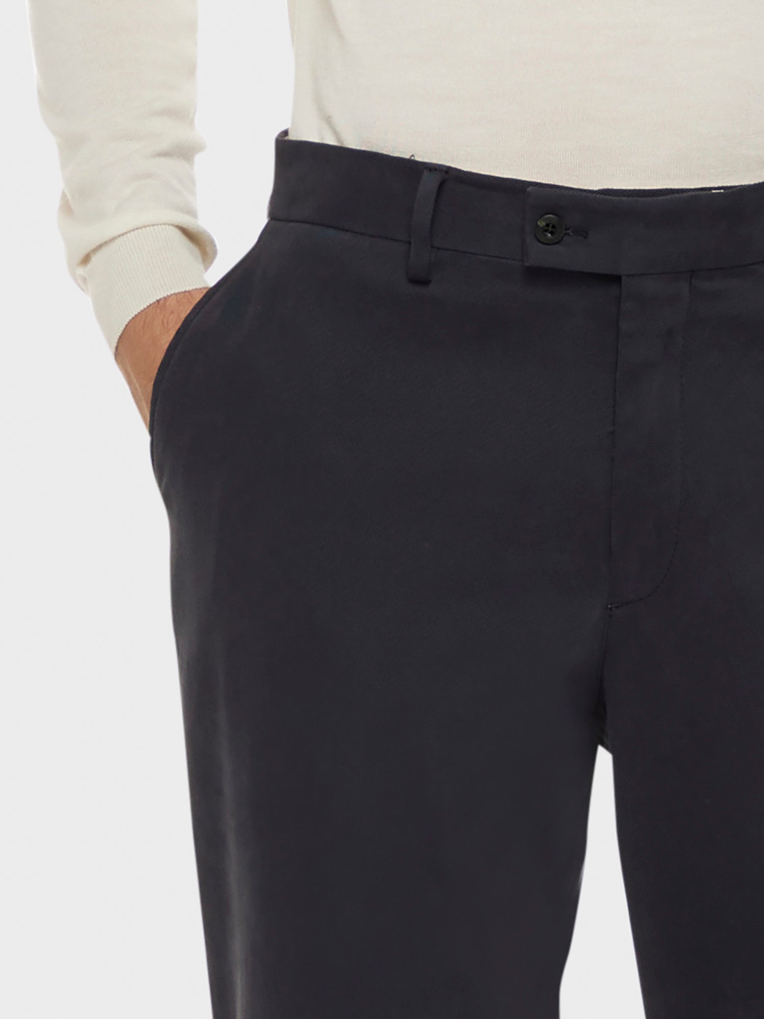 Caruso Menswear Abbigliamento Uomo Pantalone in cotone stretch blu dettaglio