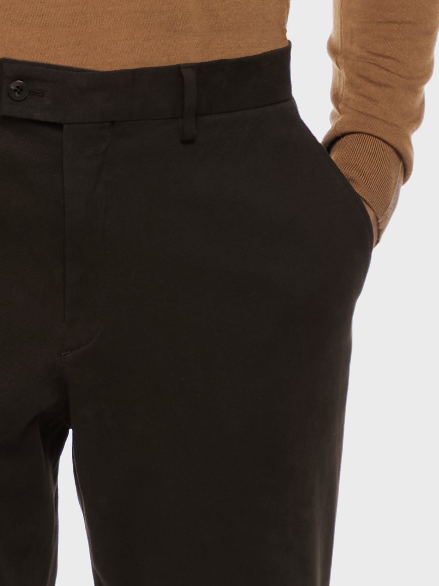 Caruso Menswear Abbigliamento Uomo Pantalone in cotone stretch marrone dettaglio