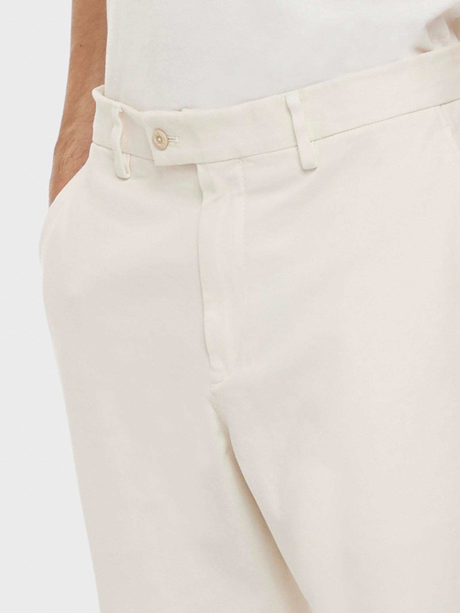Caruso Menswear Abbigliamento Uomo Pantalone in cotone stretch bianco dettaglio