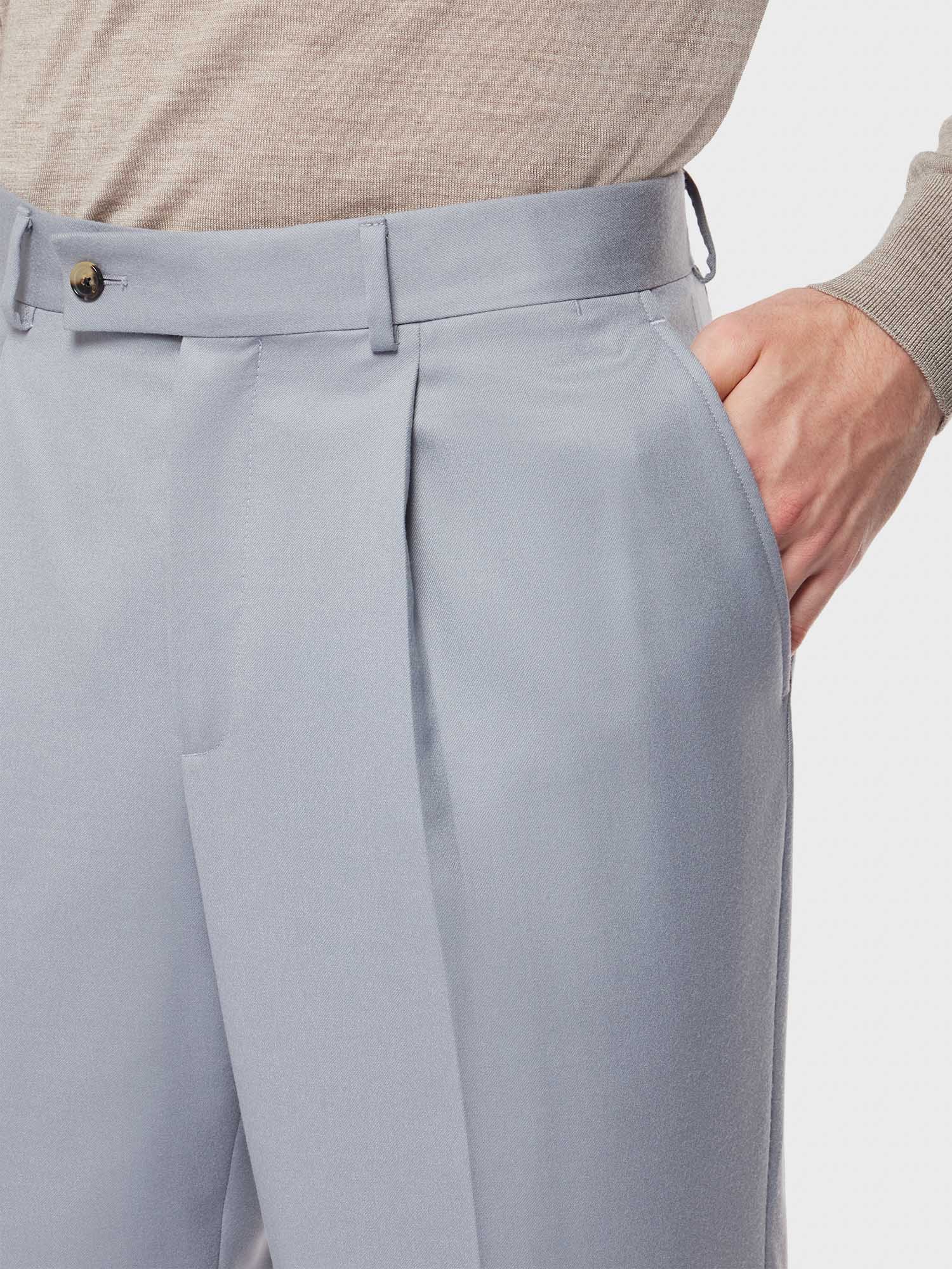 Caruso Menswear Abbigliamento Uomo Pantalone in flanella di lana grigio dettaglio