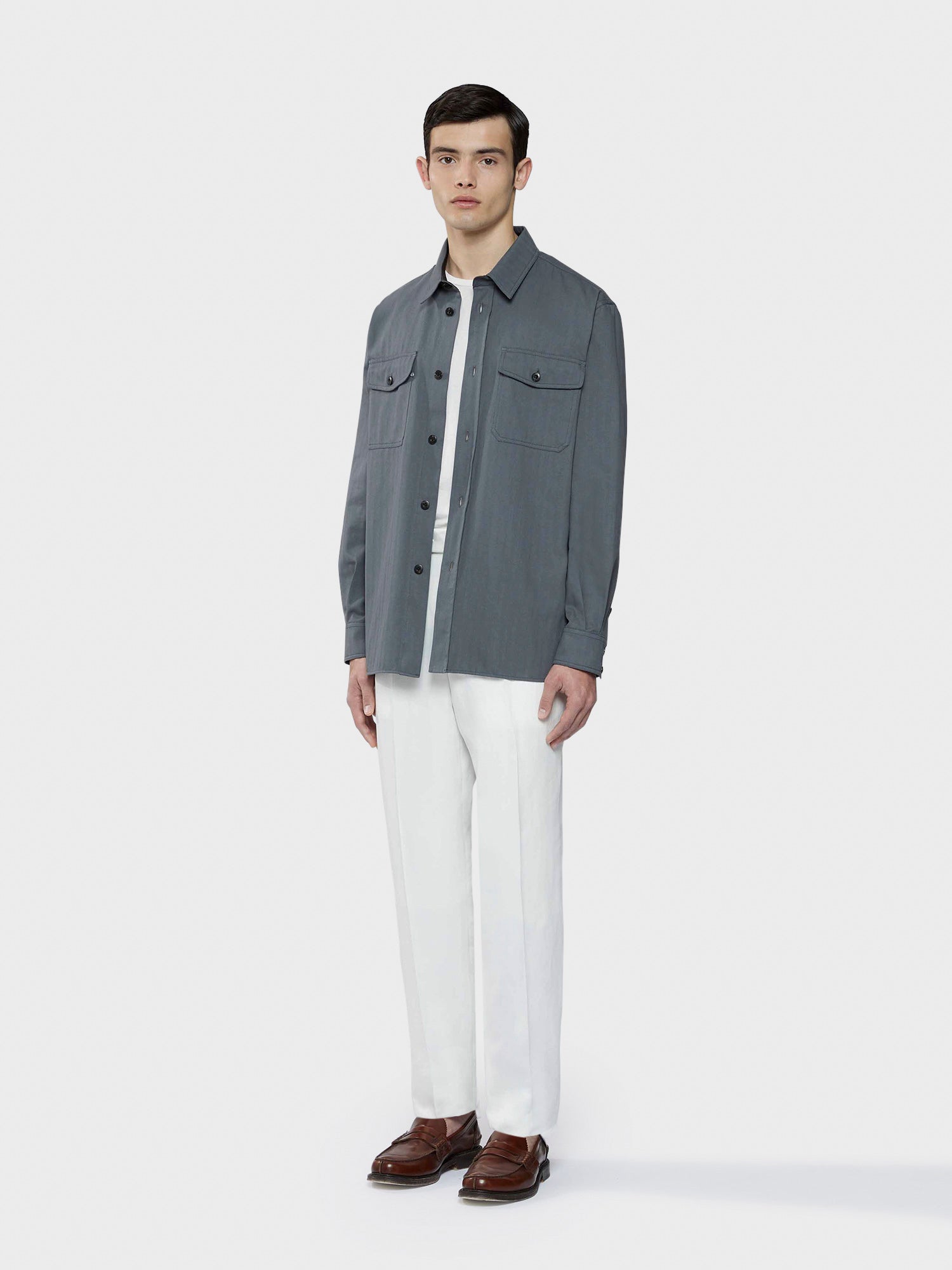 Caruso Pantalone in cotone-lino-seta bianco - Main Image