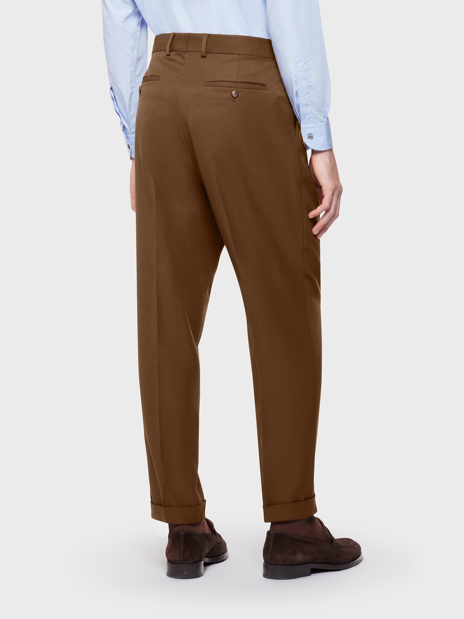 Brown wool and technical fabric trousers
