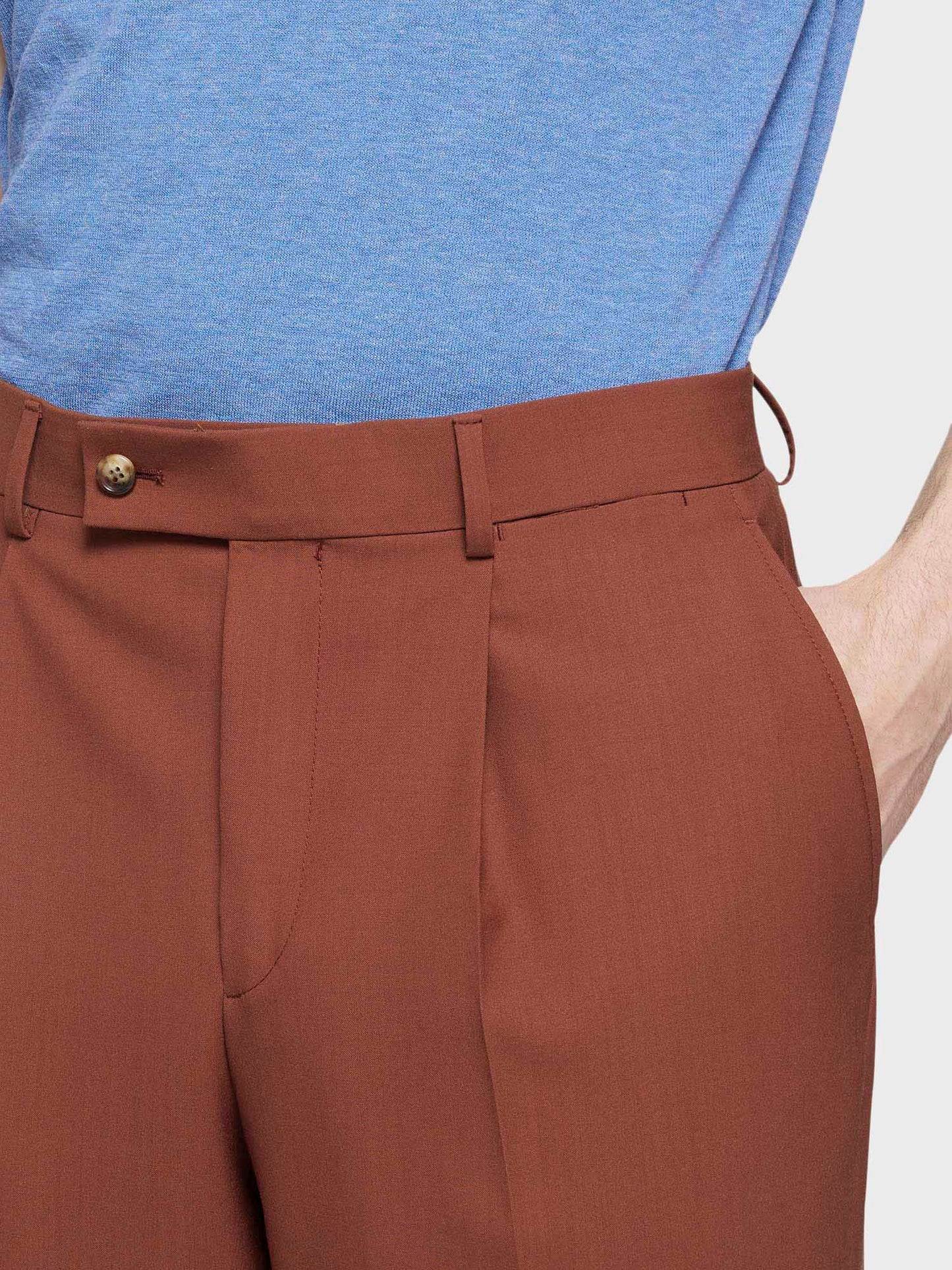 Caruso Menswear Abbigliamento Uomo Pantalone in lana color ruggine dettaglio