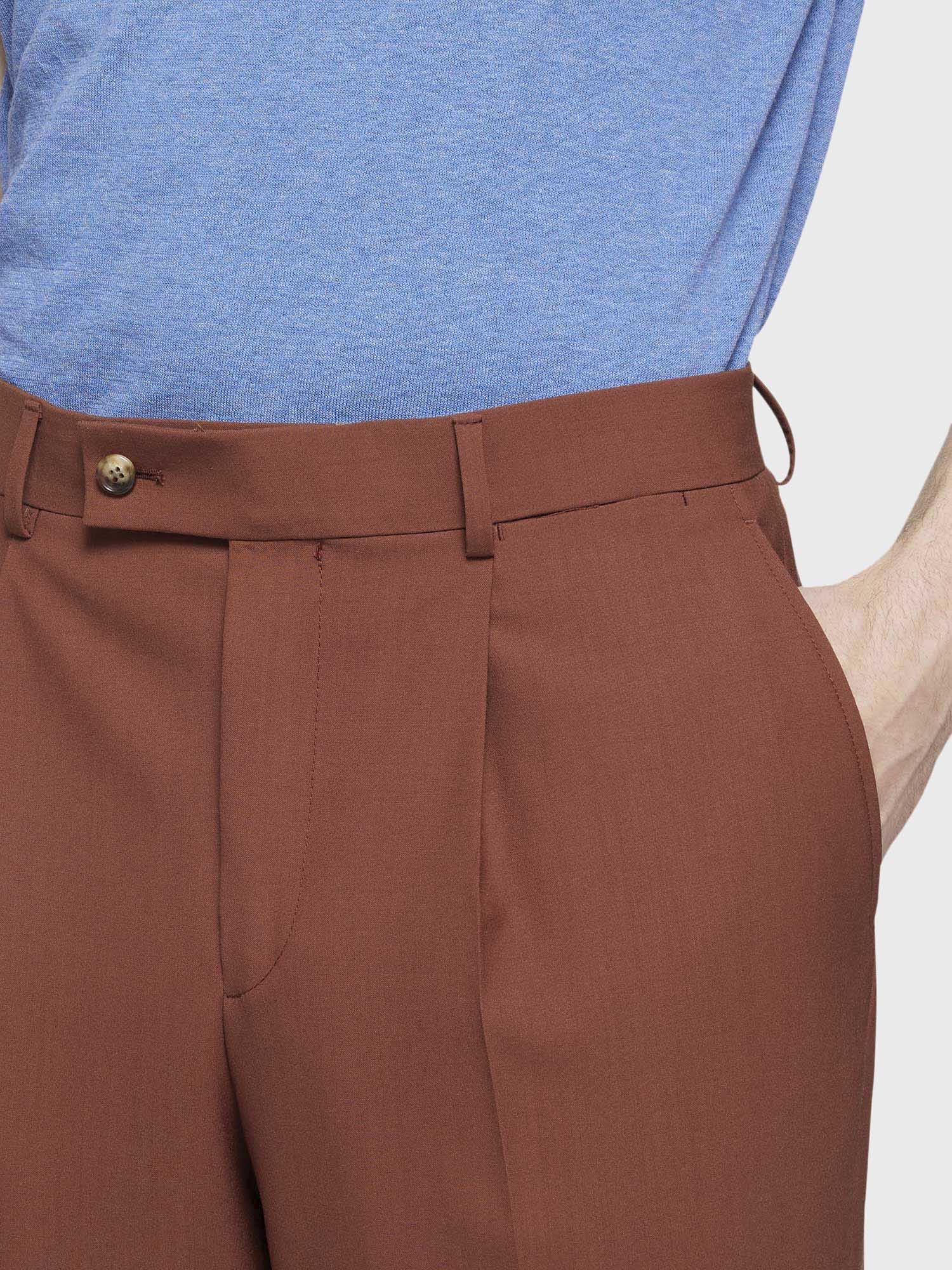 Caruso Menswear Abbigliamento Uomo Pantalone in lana color ruggine dettaglio