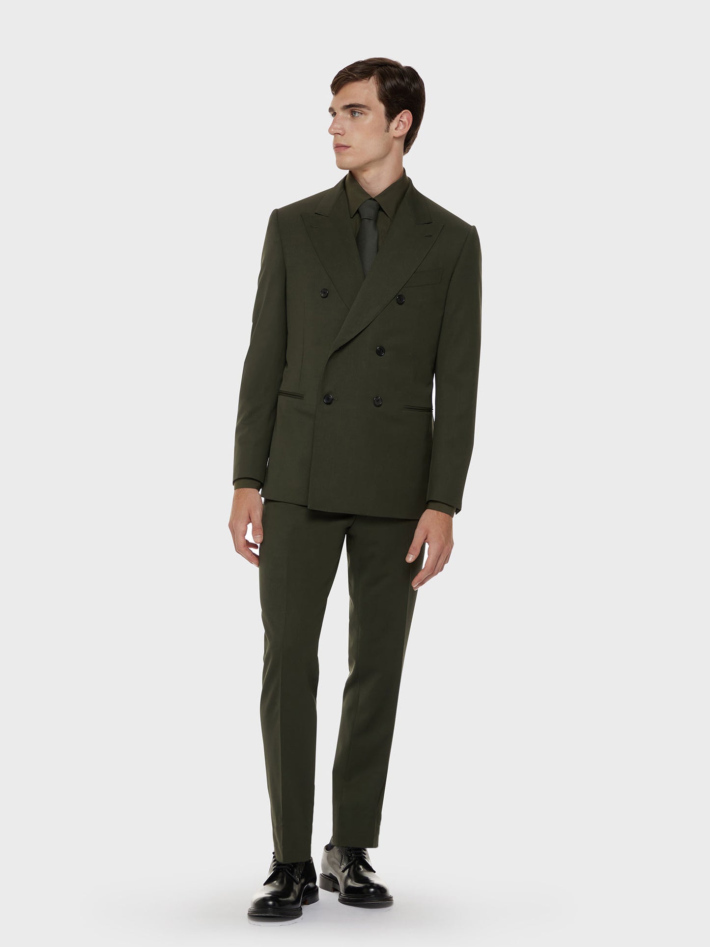 Caruso Abito norma doppiopetto in lana verde