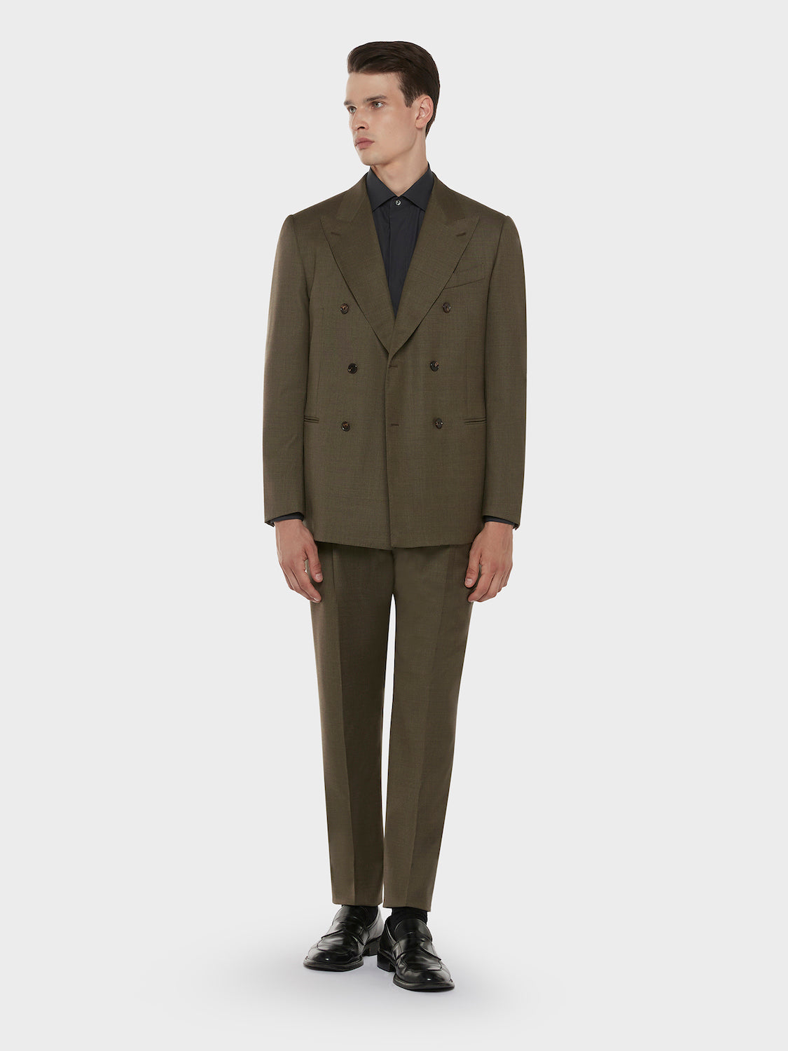 Caruso Menswear Abbigliamento Uomo Abiti Abito norma doppiopetto in lana zeelander verde look 1
