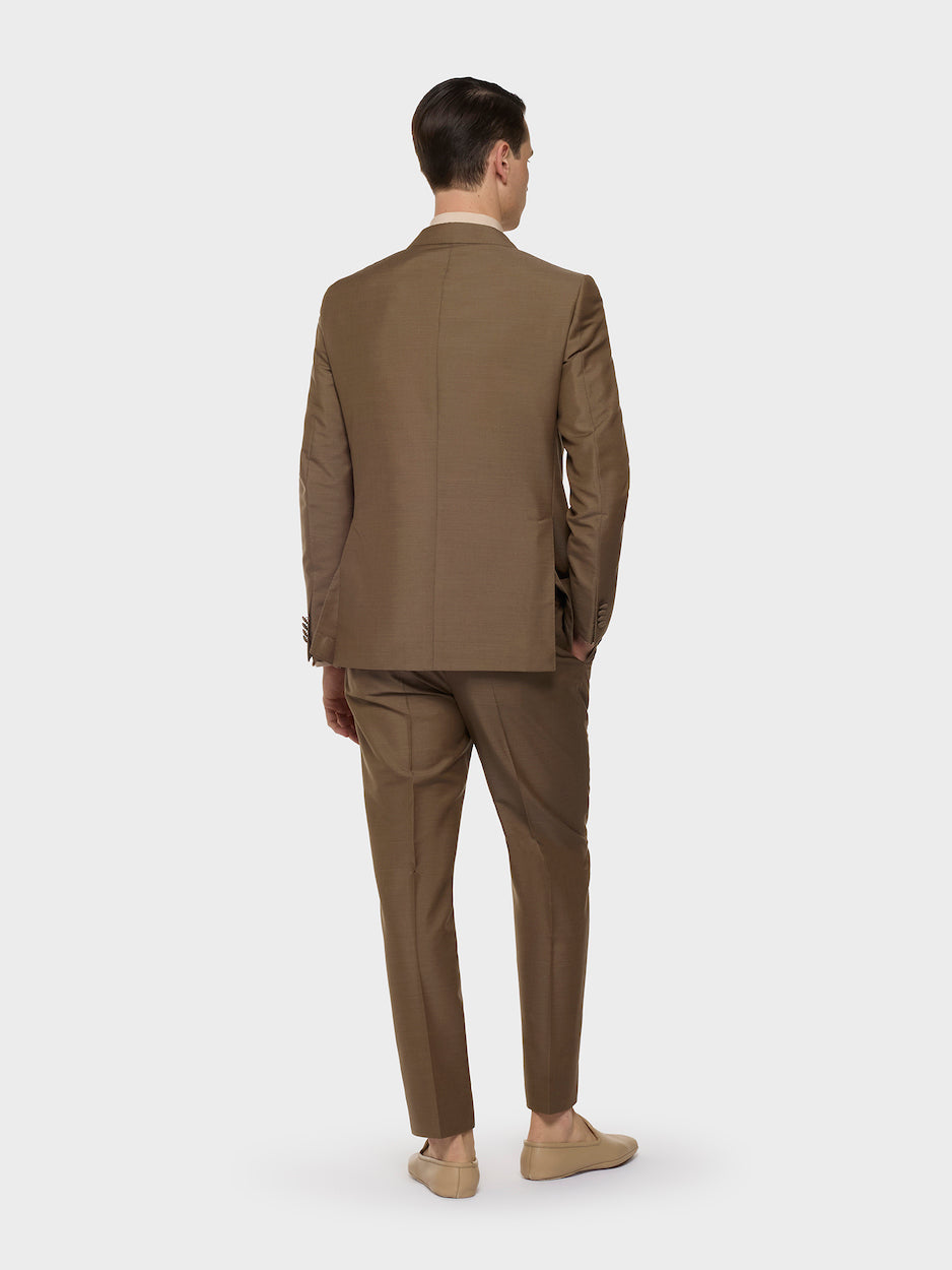 Brown Double-Breasted Norma Suit in Mohair, Wool, and Silk