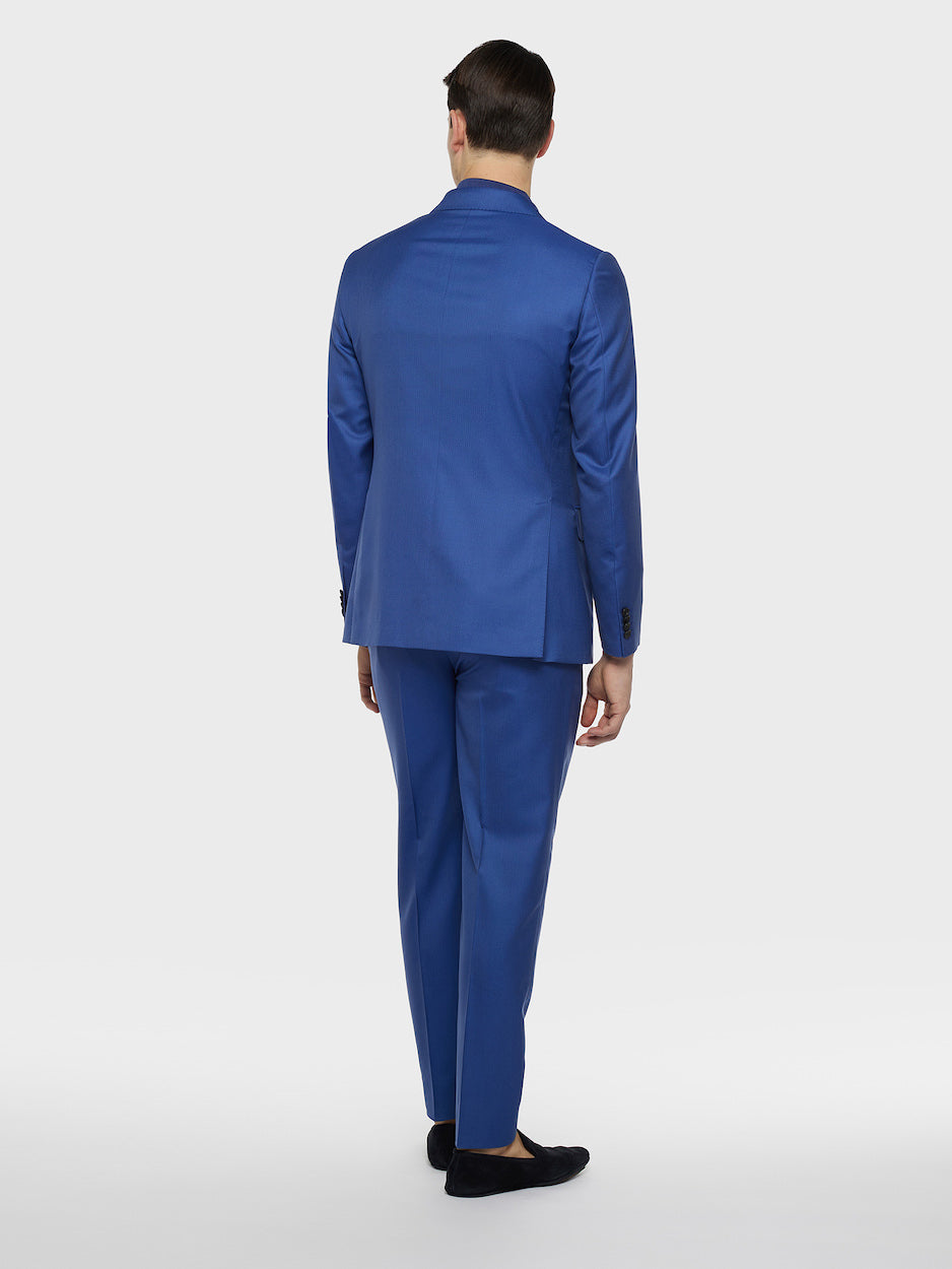 Abito norma doppiopetto in lana e seta blu