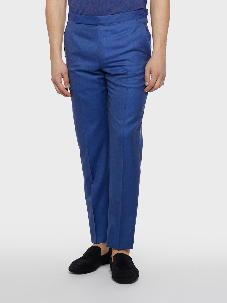 Abito norma doppiopetto in lana e seta blu