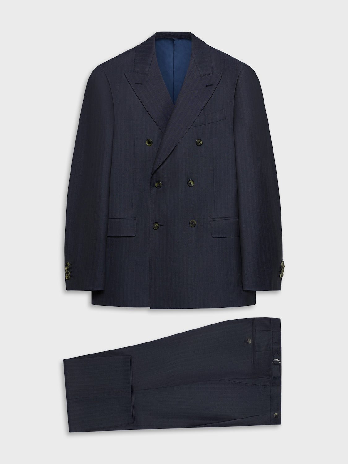 Caruso Menswear Abbigliamento Uomo Abiti Abito norma doppiopetto in lana e seta blu look 2