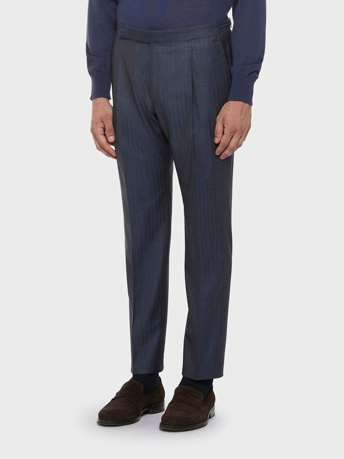 Caruso Menswear Abbigliamento Uomo Abiti Abito norma doppiopetto in lana e seta blu look 4