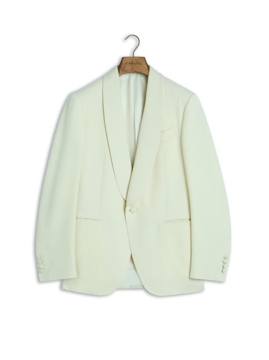 Norma single-breasted jacket with shawl lapel in white Barathea wool