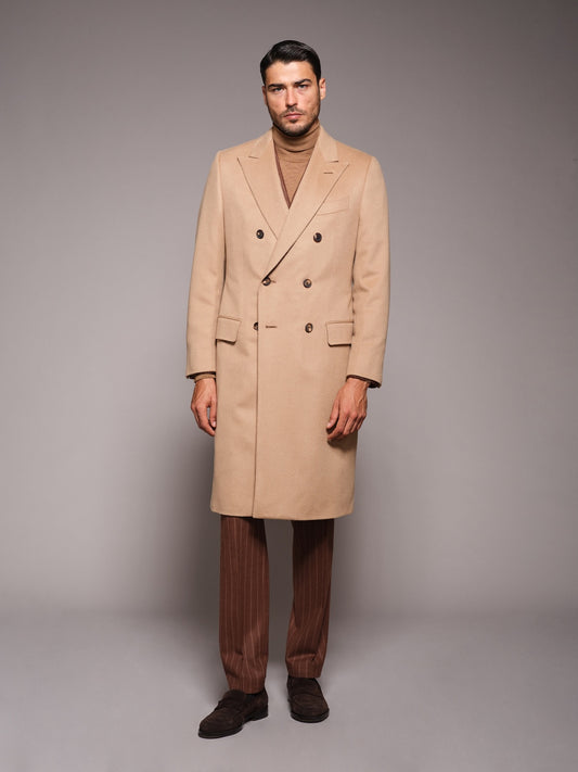 Cappotto Norma doppiopetto in cammello beige