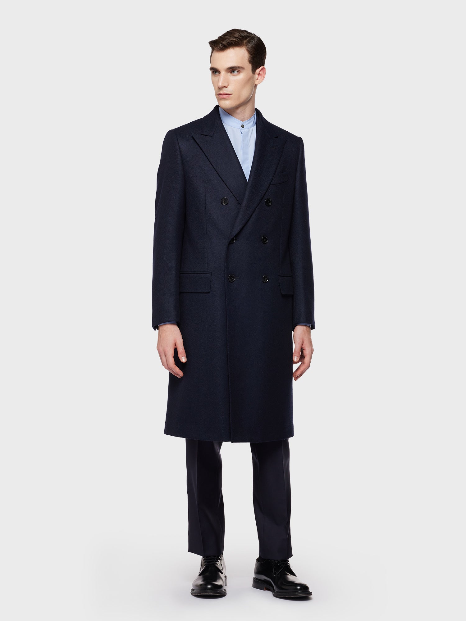 Caruso Double breasted norma coat in wool and cashmere