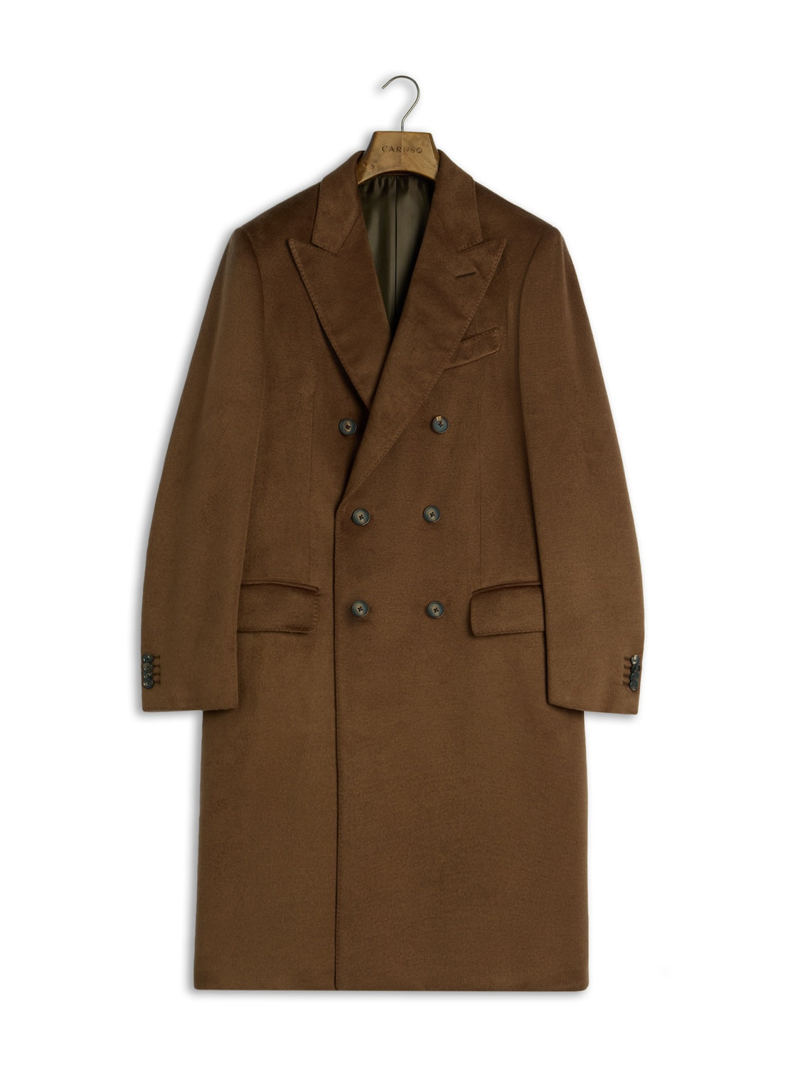Cappotto Norma doppiopetto in seta tabacco