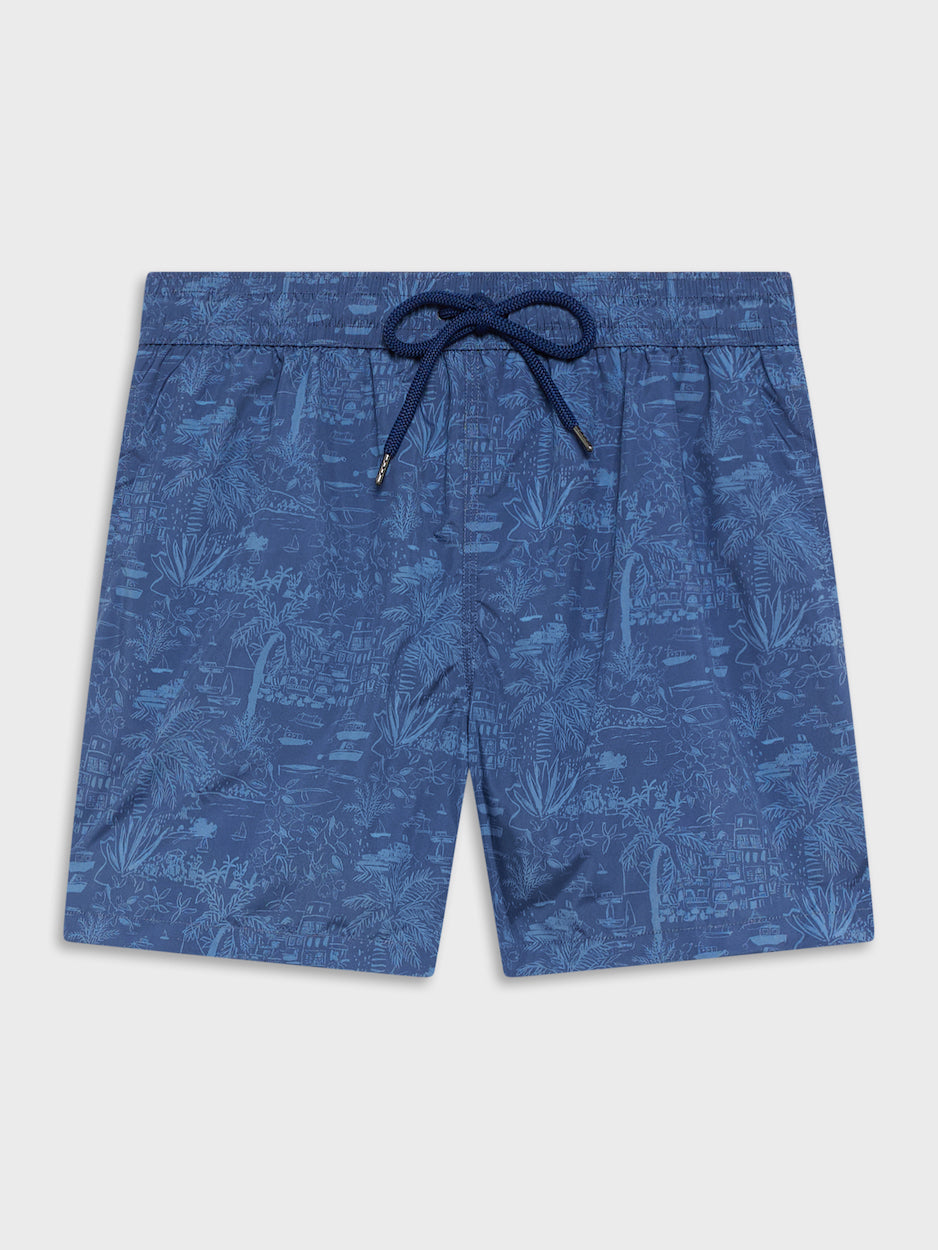 Blue Cotton Swim Shorts