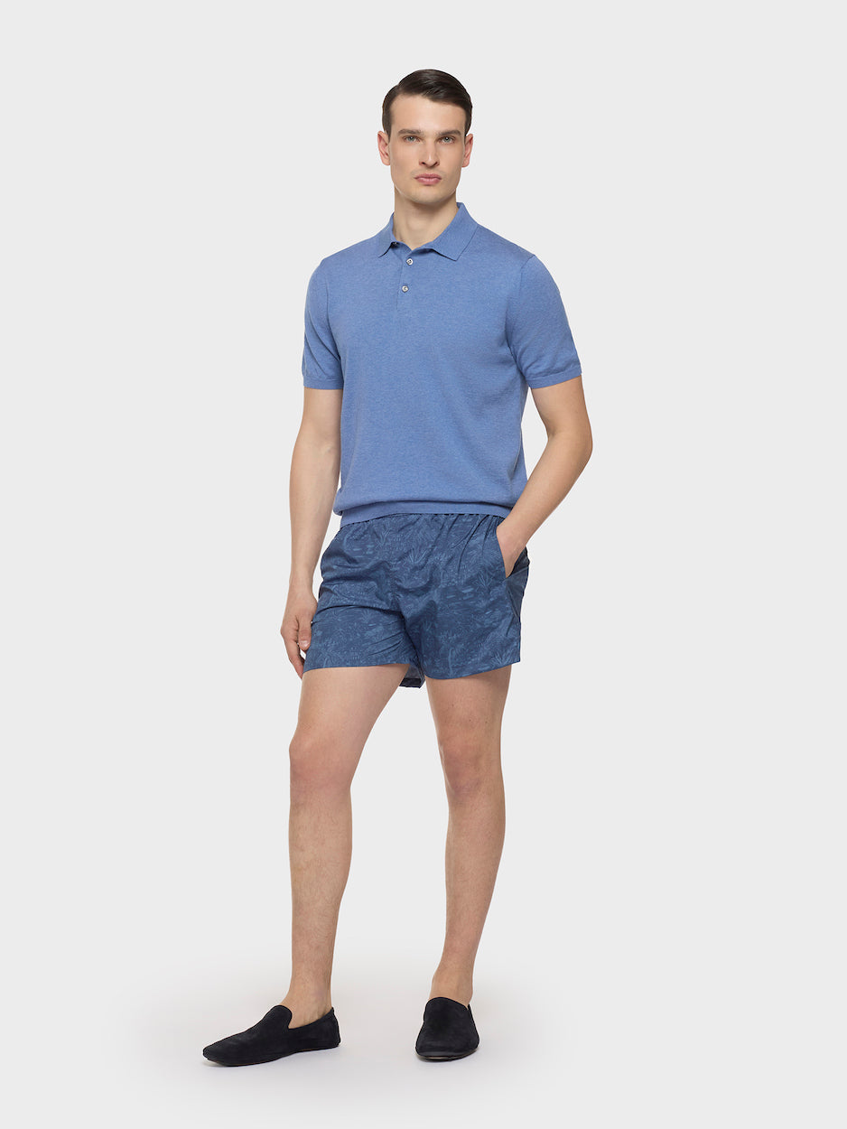 Blue Cotton Swim Shorts