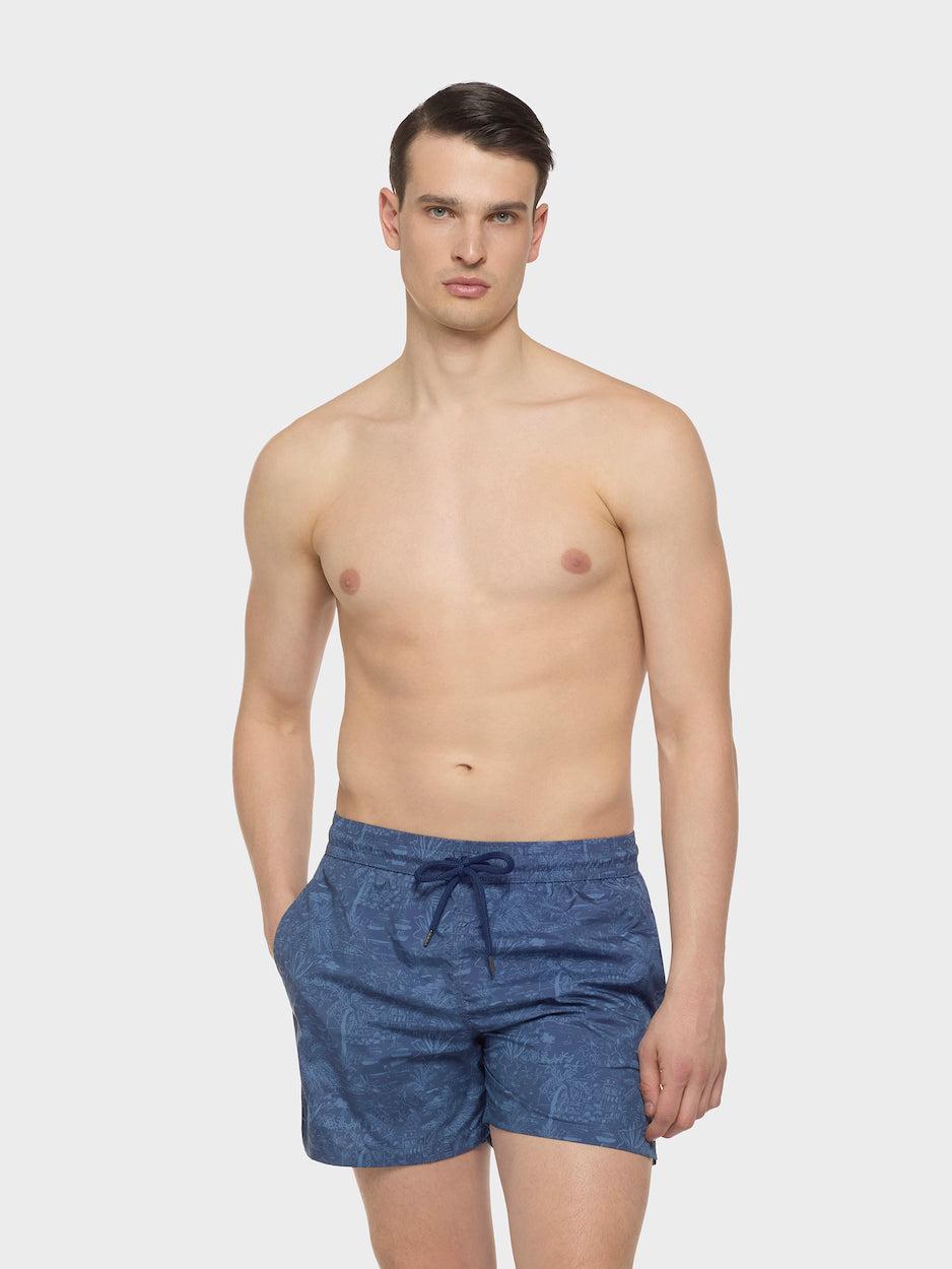 Blue Cotton Swim Shorts