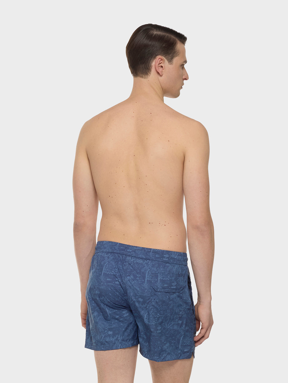 Blue Cotton Swim Shorts