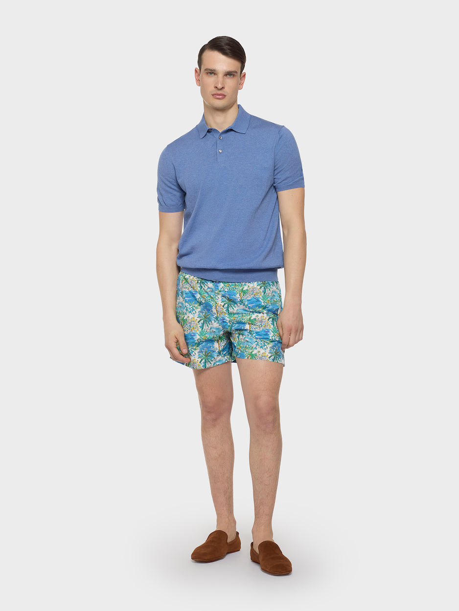 Light Blue Cotton Swim Shorts