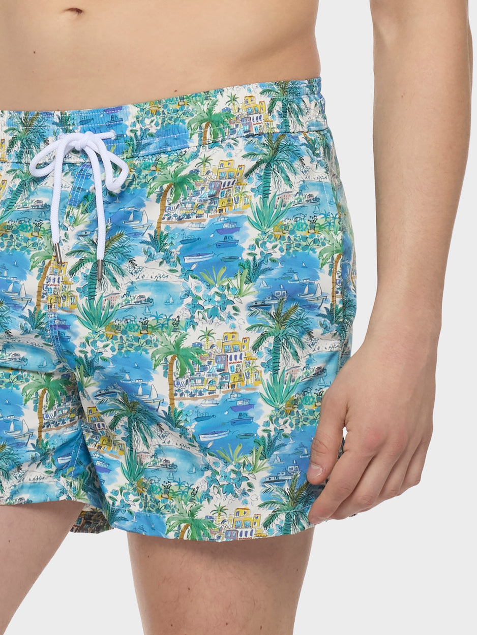 Light Blue Cotton Swim Shorts