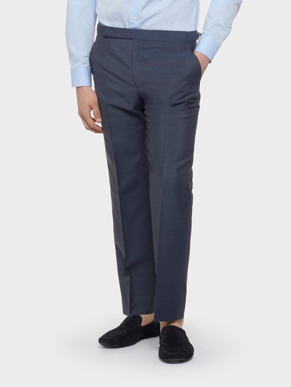 Abito macbeth doppiopetto in mohair, lana e seta blu