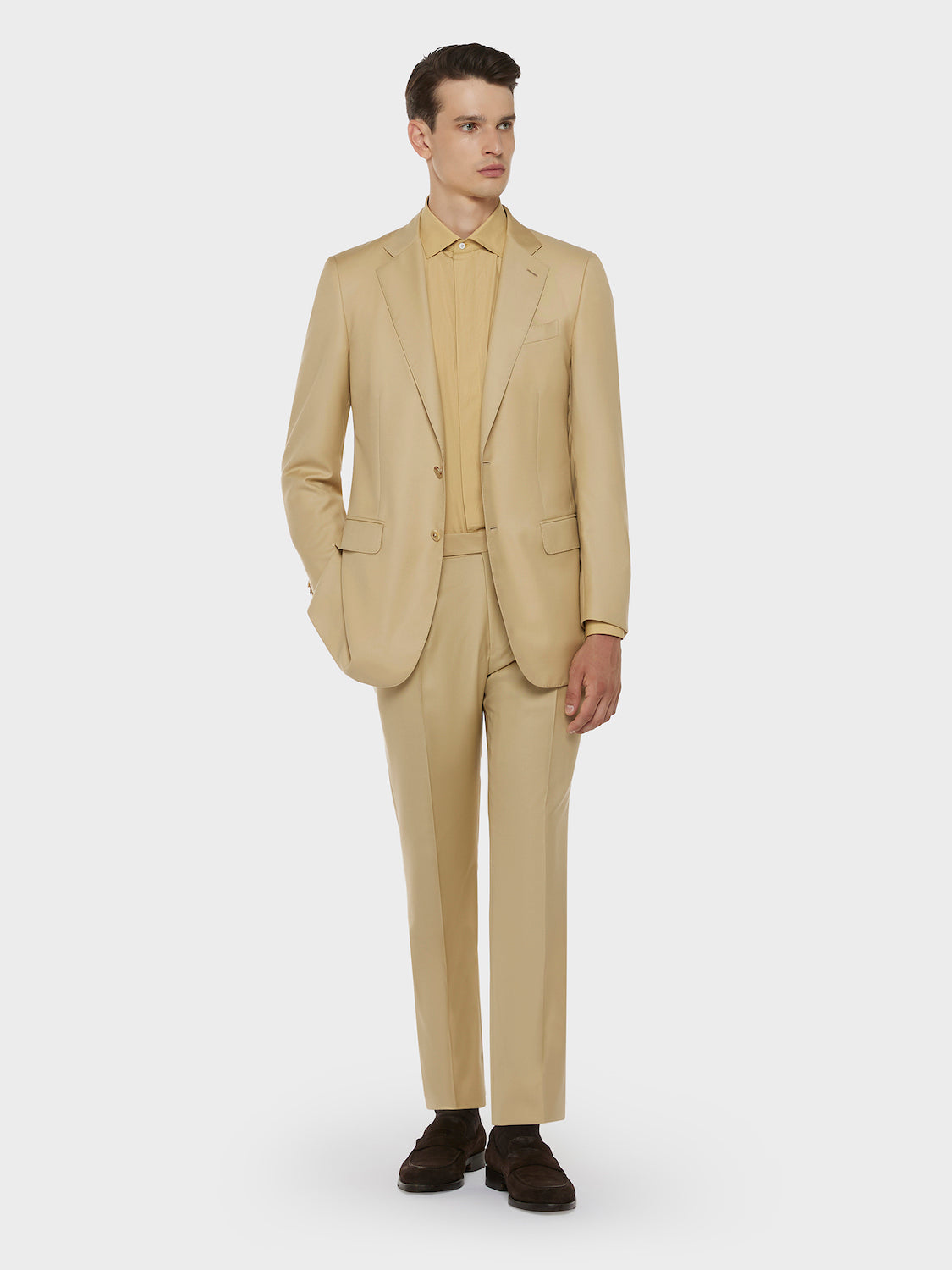 Caruso Menswear Abbigliamento Uomo Abiti Abito macbeth in lana giallo senape look 1