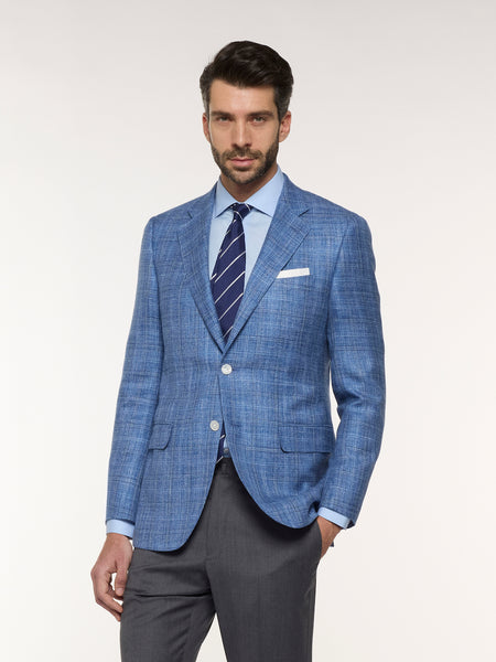 George Clooney Jay Kelly Movie Jacket Light Blue Check | Caruso