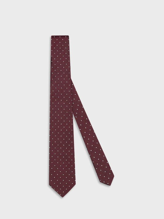 Burgundy Polka Dot Silk Jacquard Tie