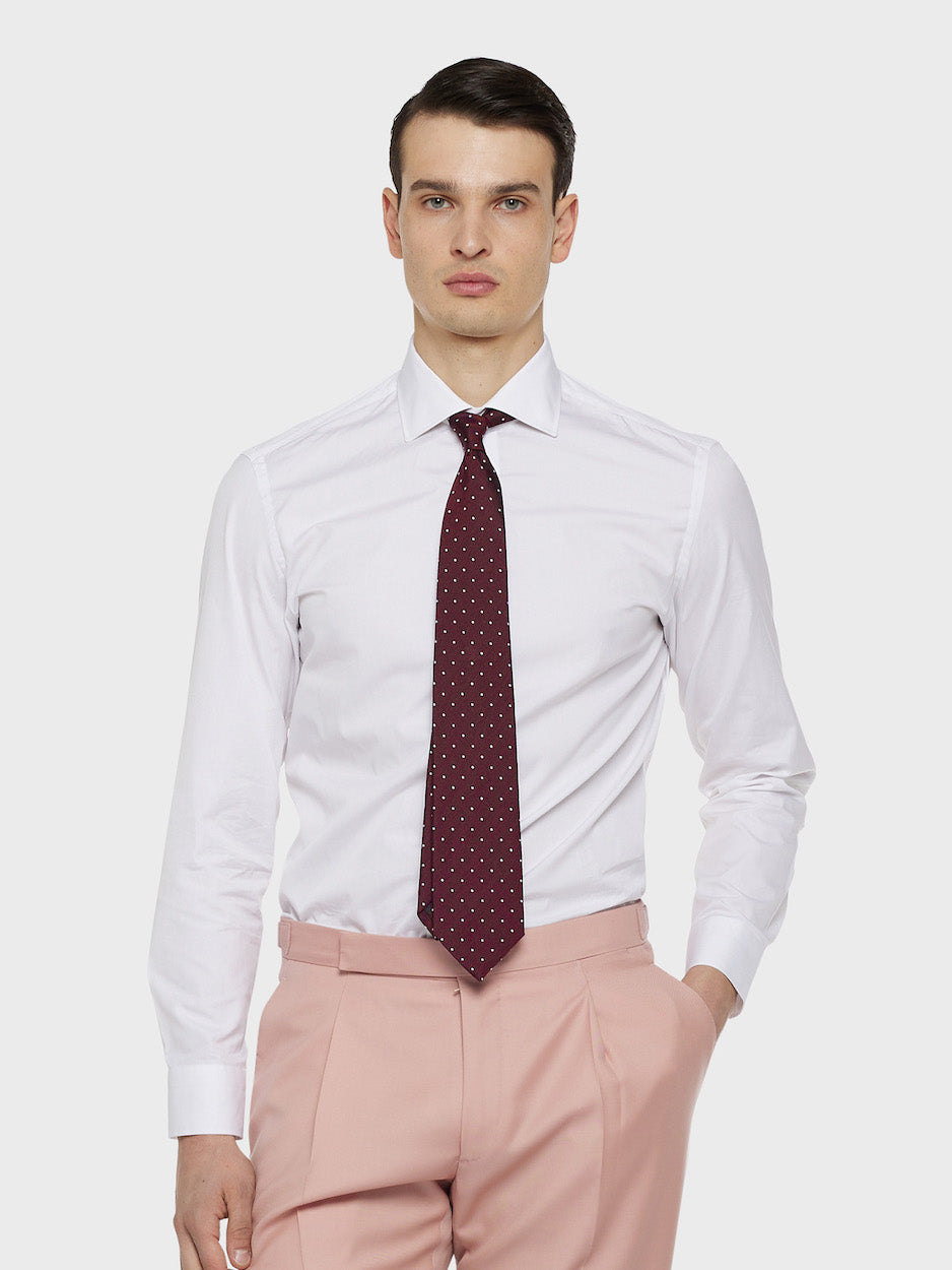 Burgundy Polka Dot Silk Jacquard Tie