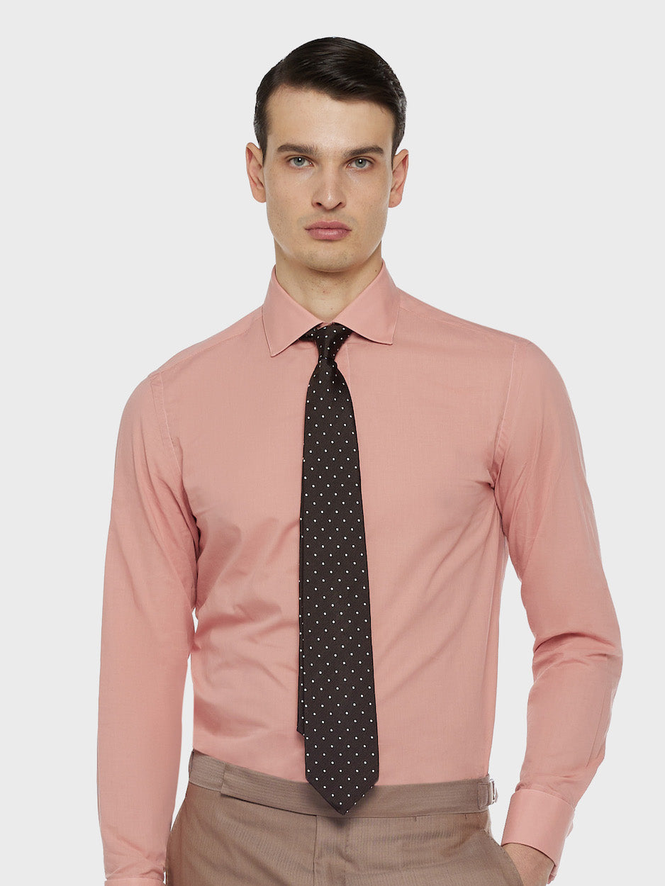 Brown Polka Dot Silk Jacquard Tie