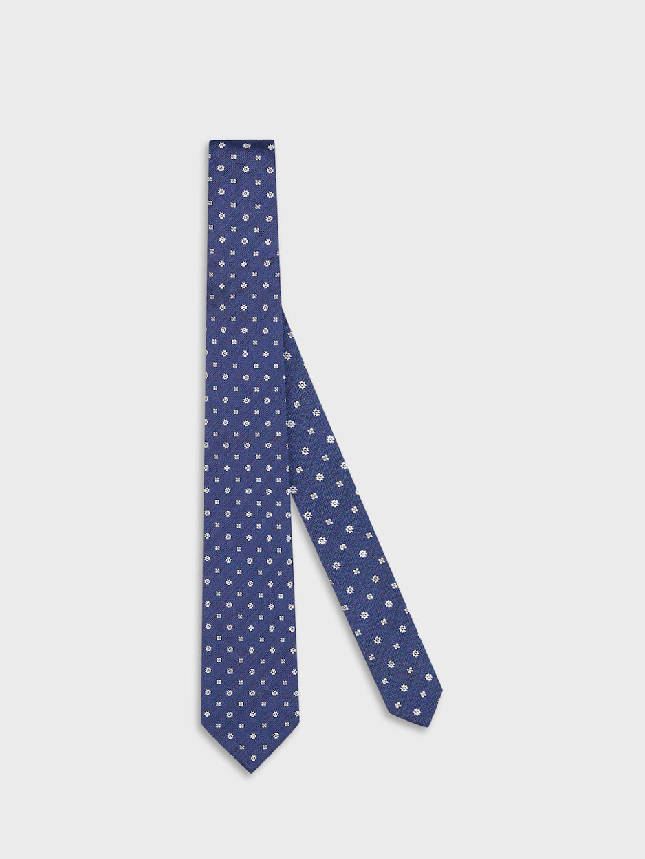 Silk jacquard tie blue