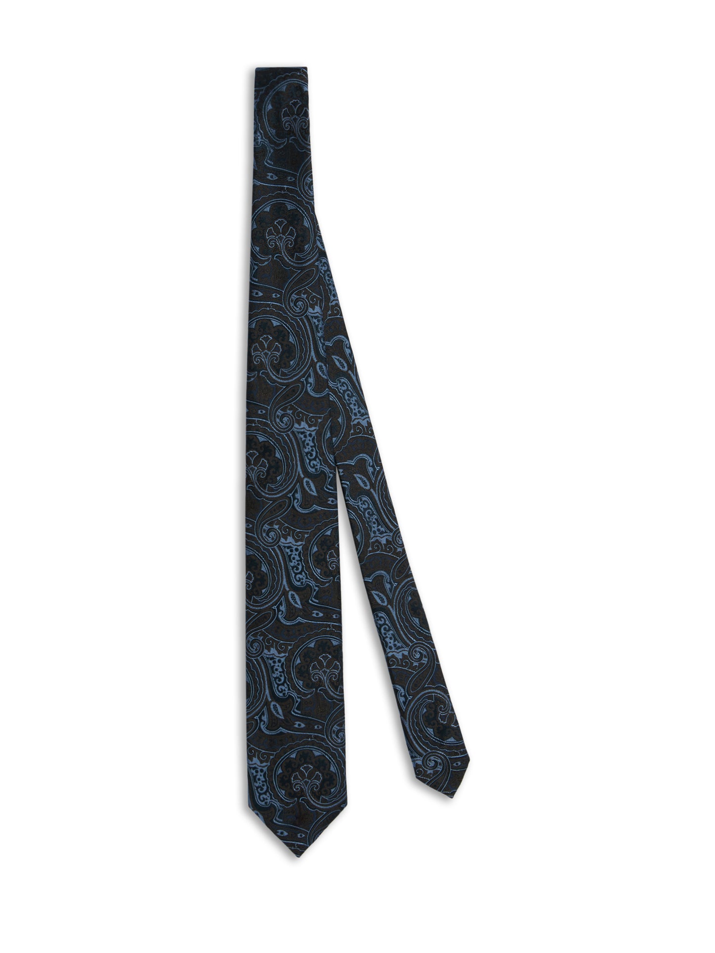 Cravatta sette pieghe in seta paisley blu