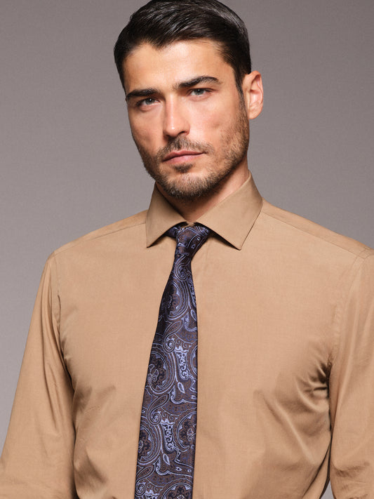 Cravatta sette pieghe in seta paisley blu