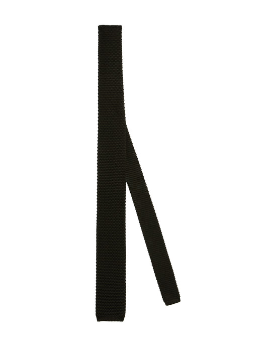 Knitted tie in dark brown silk