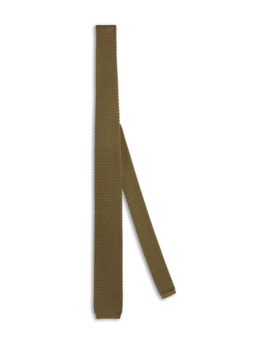 Knitted tie in beige silk