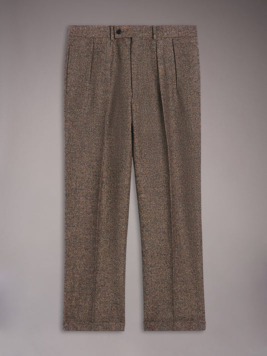 Pantalone a vita alta in lana beige