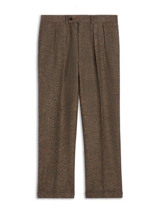 High-waisted trousers in beige wool