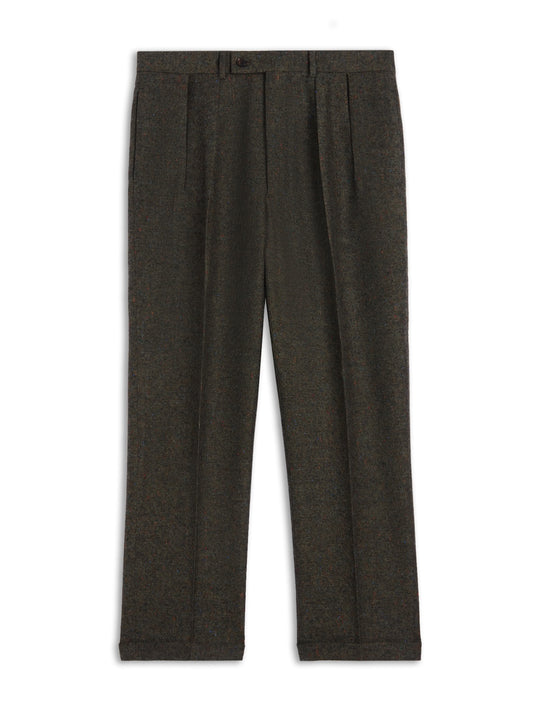 High-waisted trousers in green wool