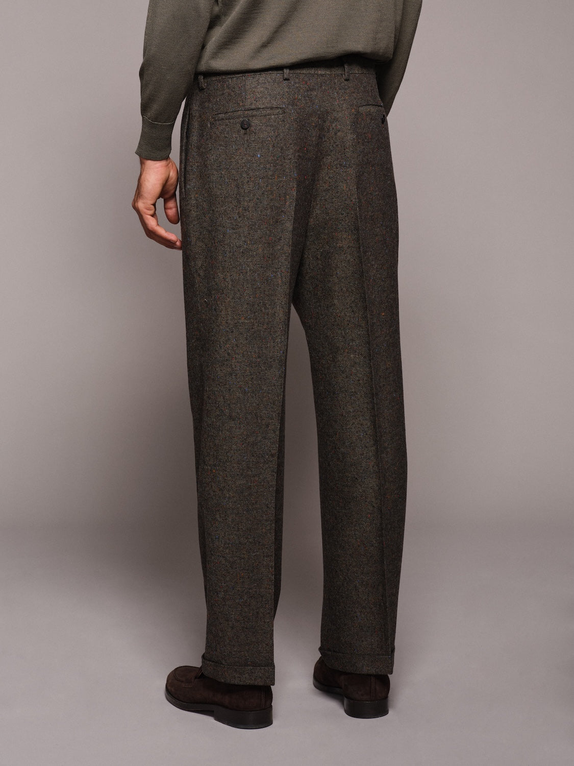 Pantalone a vita alta in lana verde