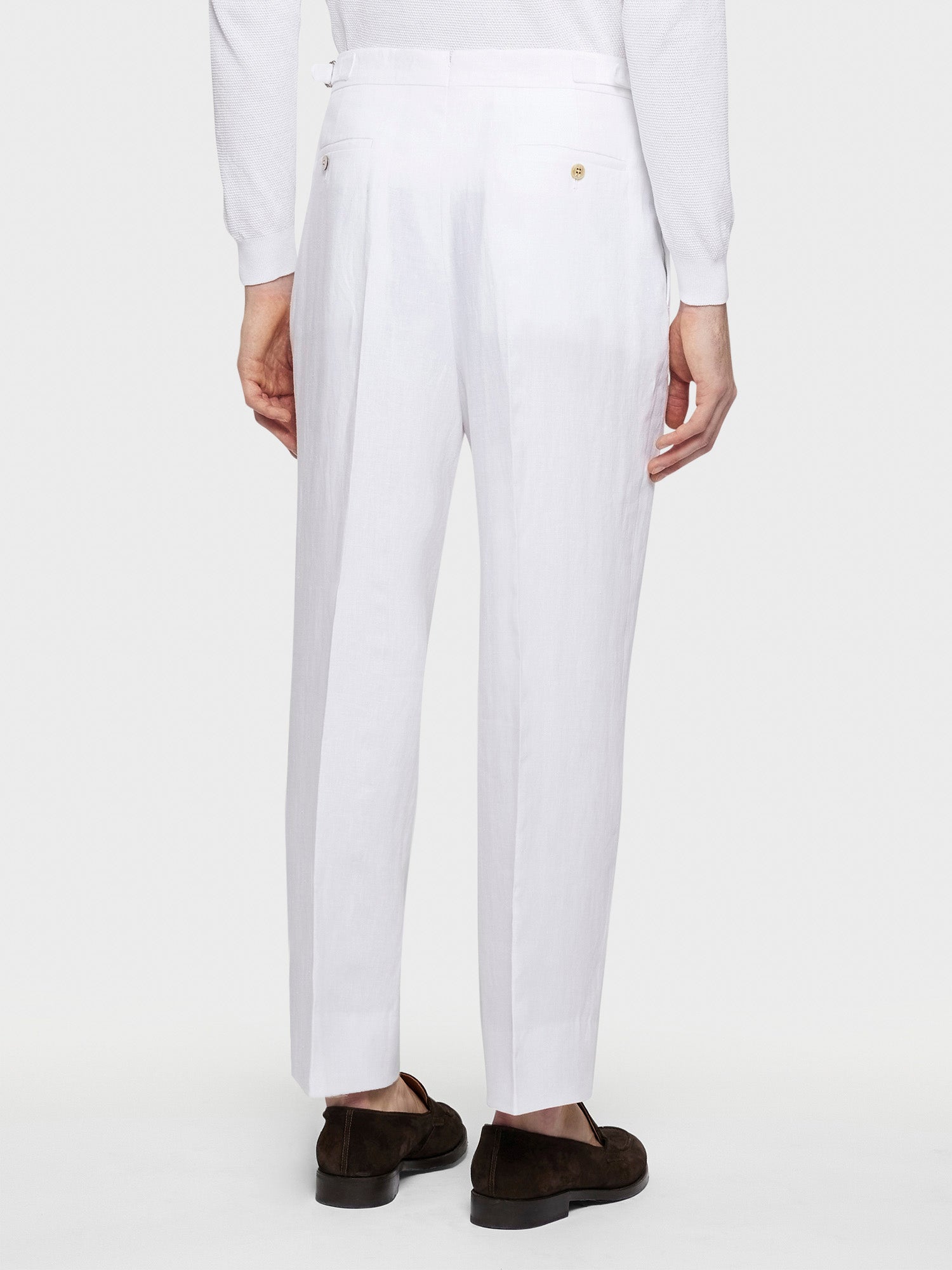 Caruso Menswear Abbigliamento Uomo Pantalone in lino bianco indossato back