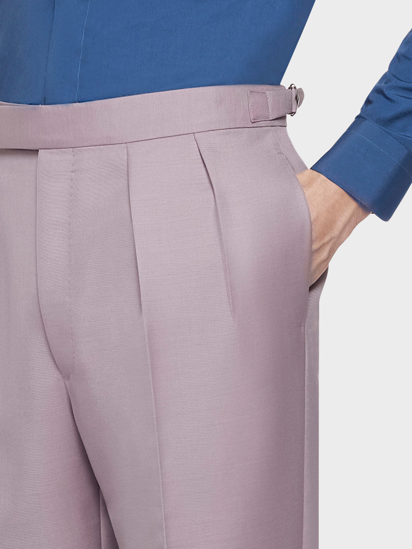 Pantalone a vita alta in lana mohair e seta malva