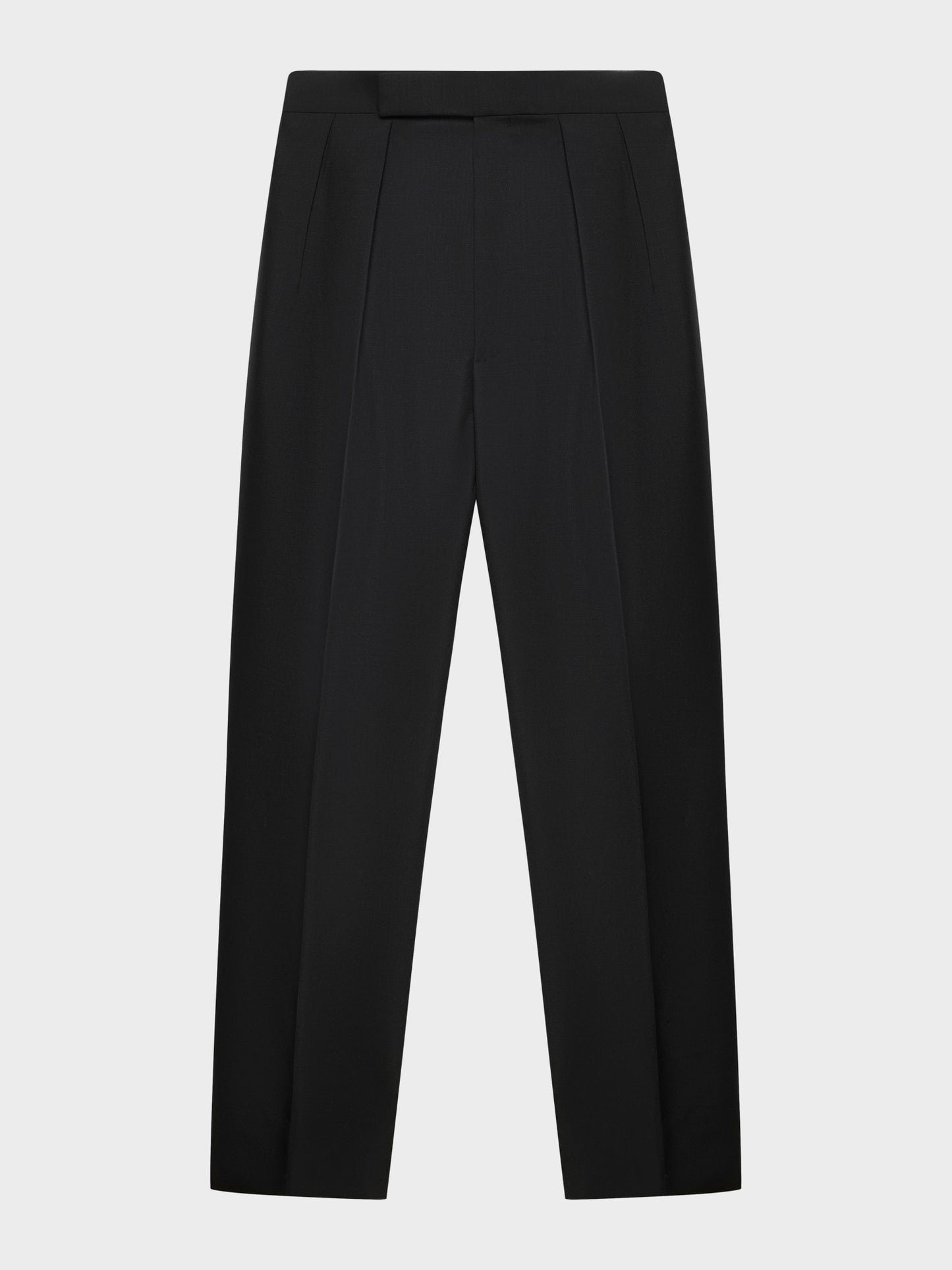 High-waisted trousers in black wool and mohair