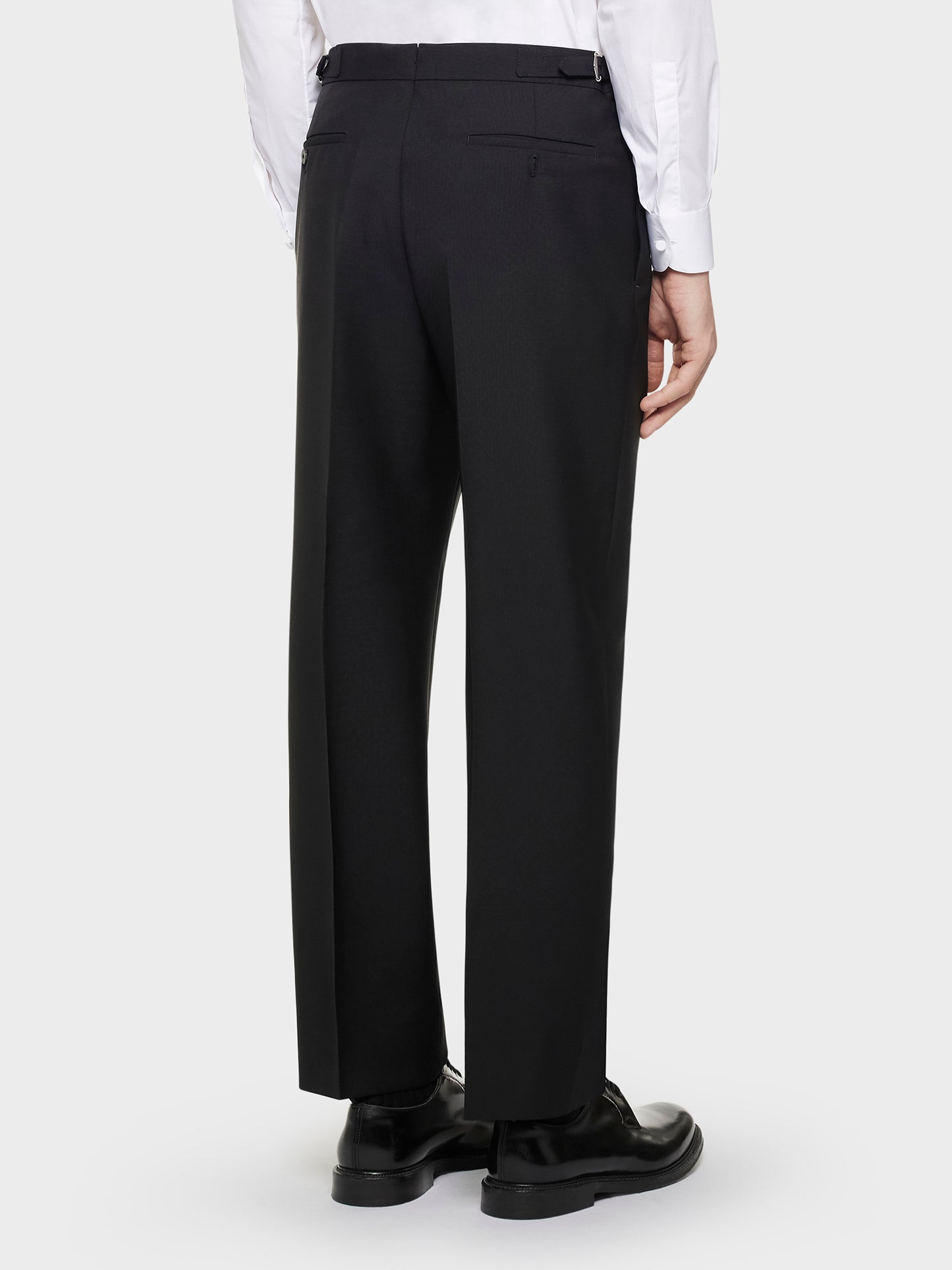 High-waisted trousers in black wool and mohair