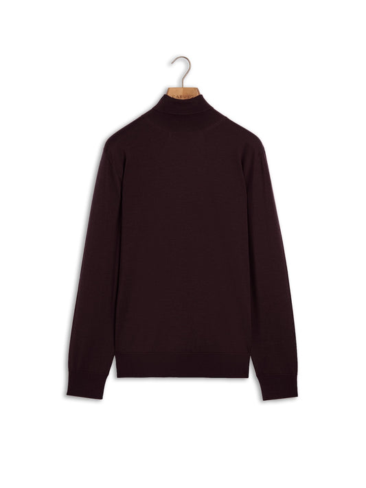 Turtleneck in burgundy wool, silk and cashmere