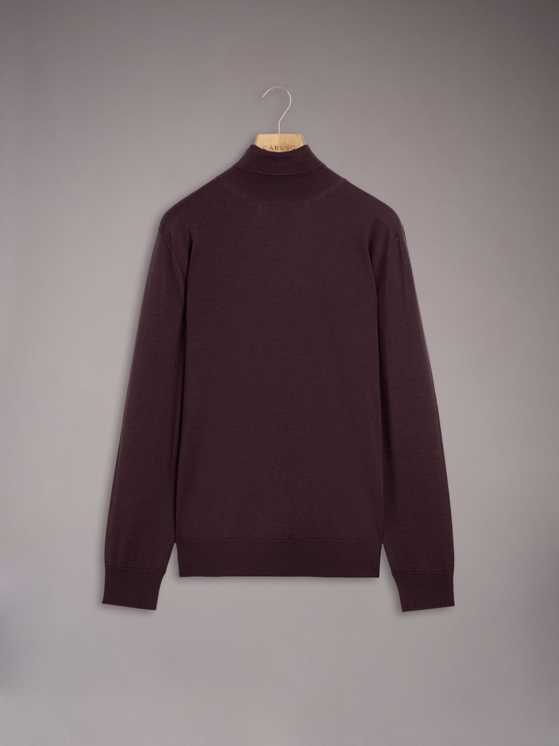 Turtleneck in burgundy wool, silk and cashmere