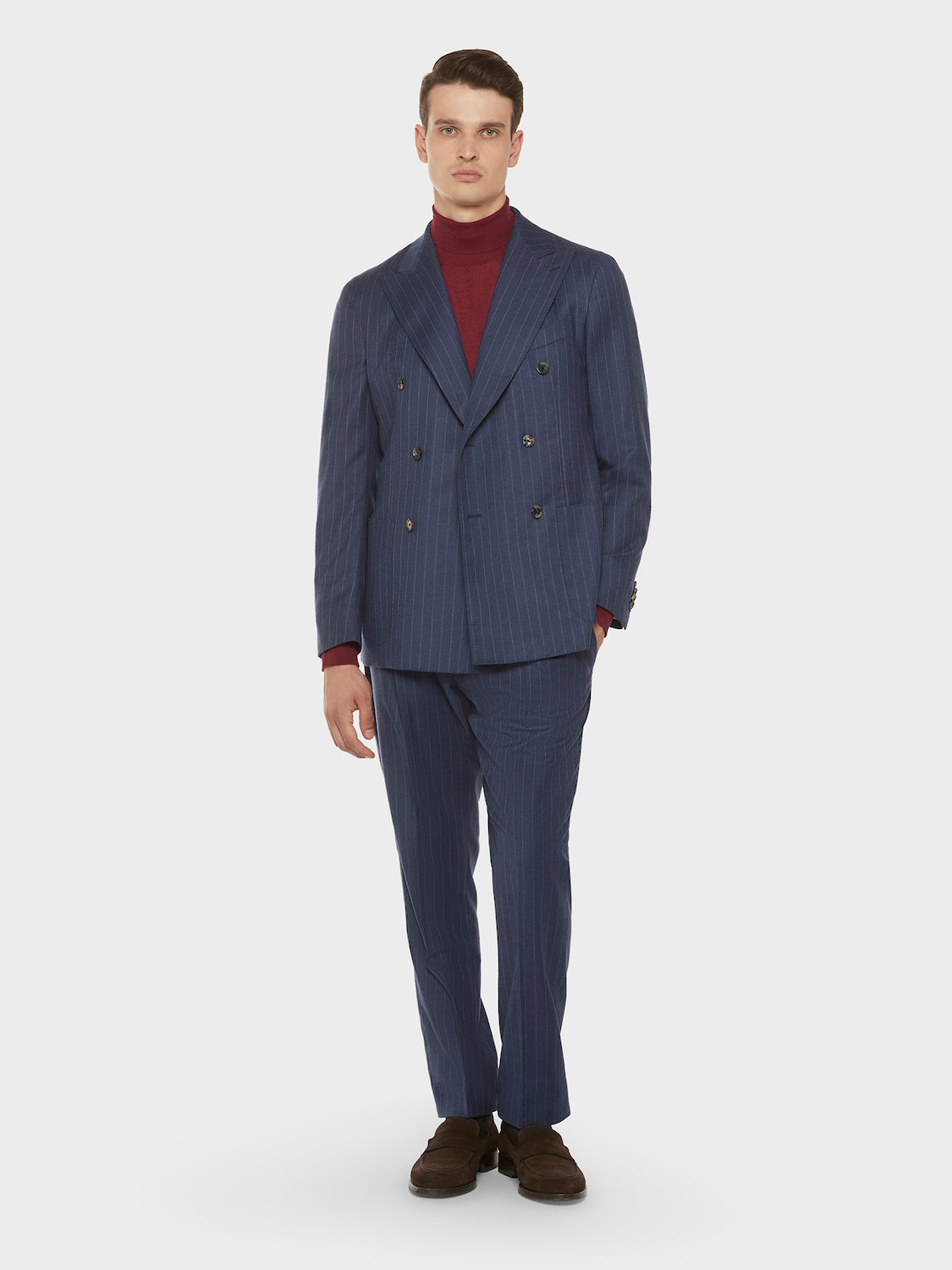 Caruso Menswear Abbigliamento Uomo Maglieria Dolcevita in lana, seta e cashmere rosso look 3