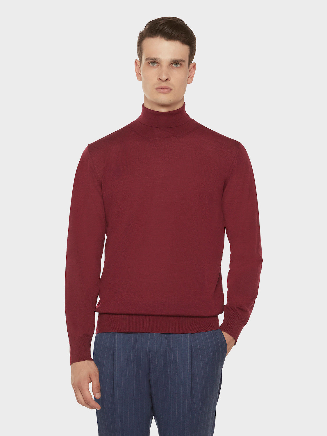 Caruso Menswear Abbigliamento Uomo Maglieria Dolcevita in lana, seta e cashmere rosso look 1
